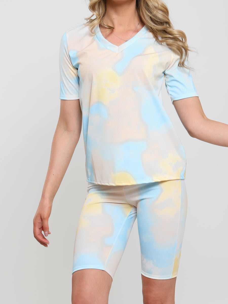 Tie Dye Top & Cycling Shorts Co-ord