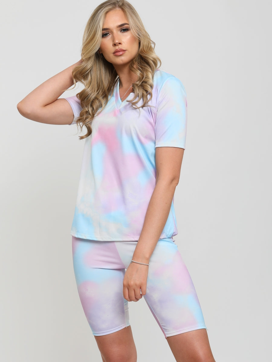 Tie Dye Top & Cycling Shorts Co-ord