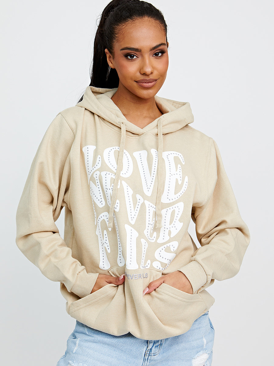 Love Never Fails Graphic Print Hoodie
