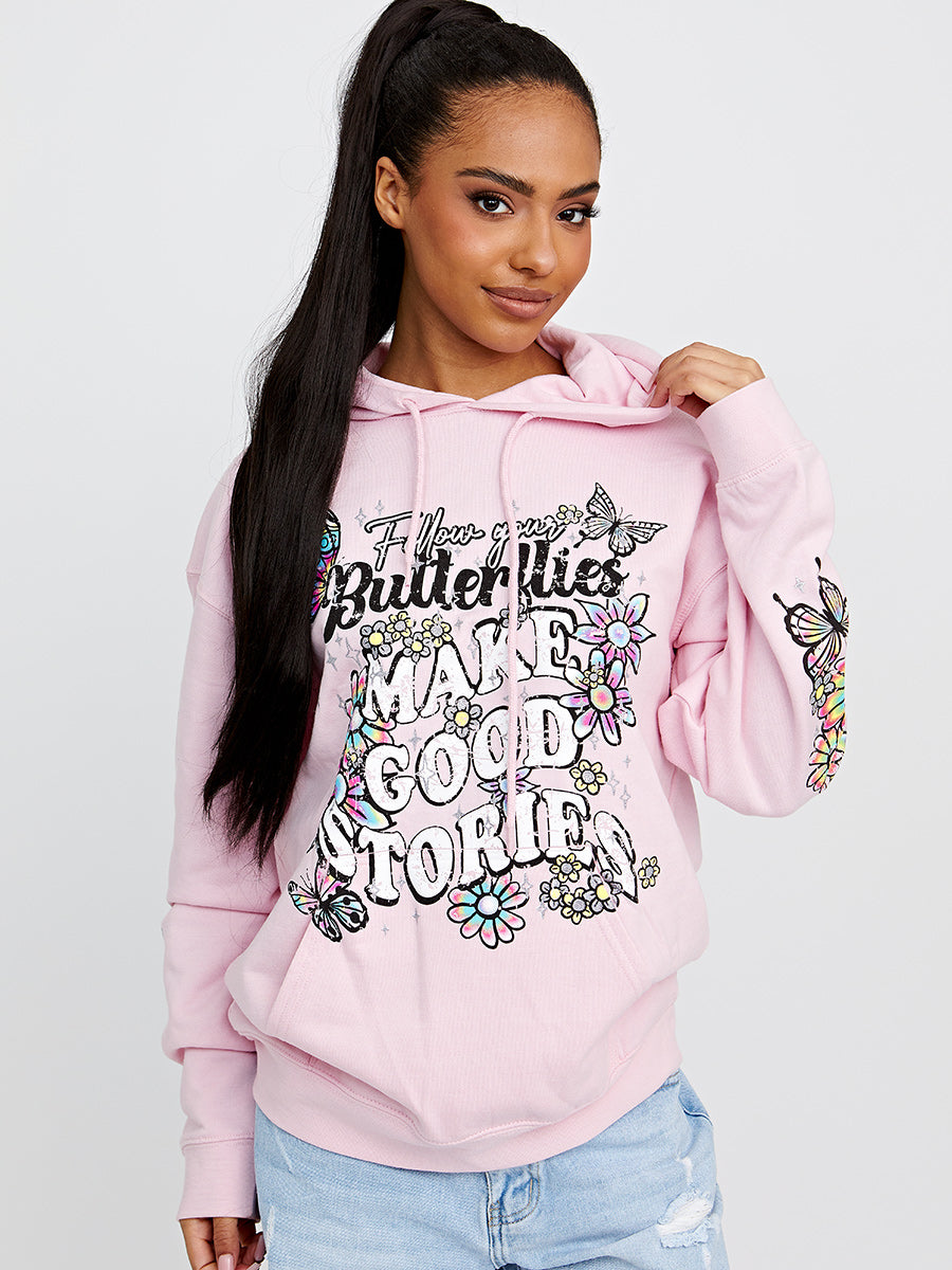 Make Good Stories Graphic Print Hoodie