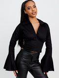 Corset Style Top With Bell Sleeves