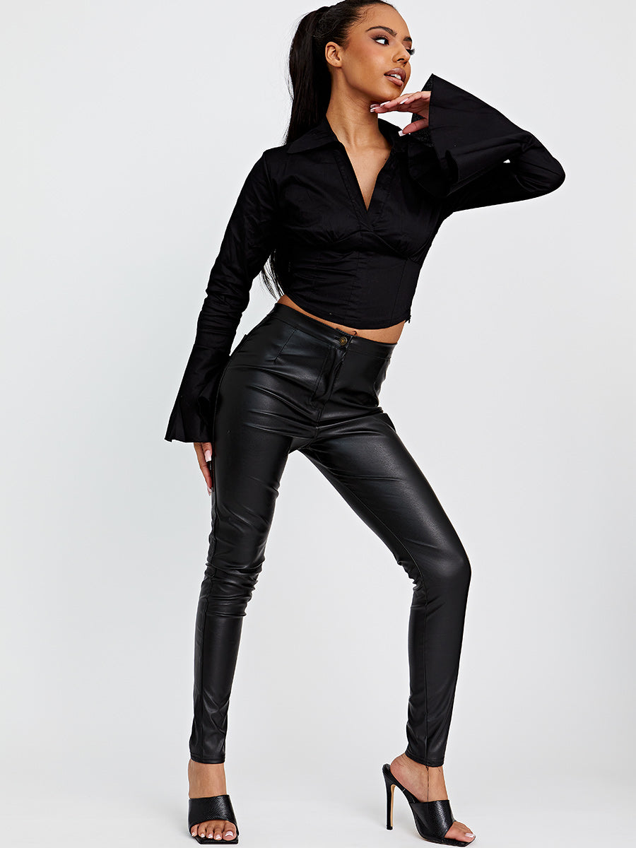 Corset Style Top With Bell Sleeves