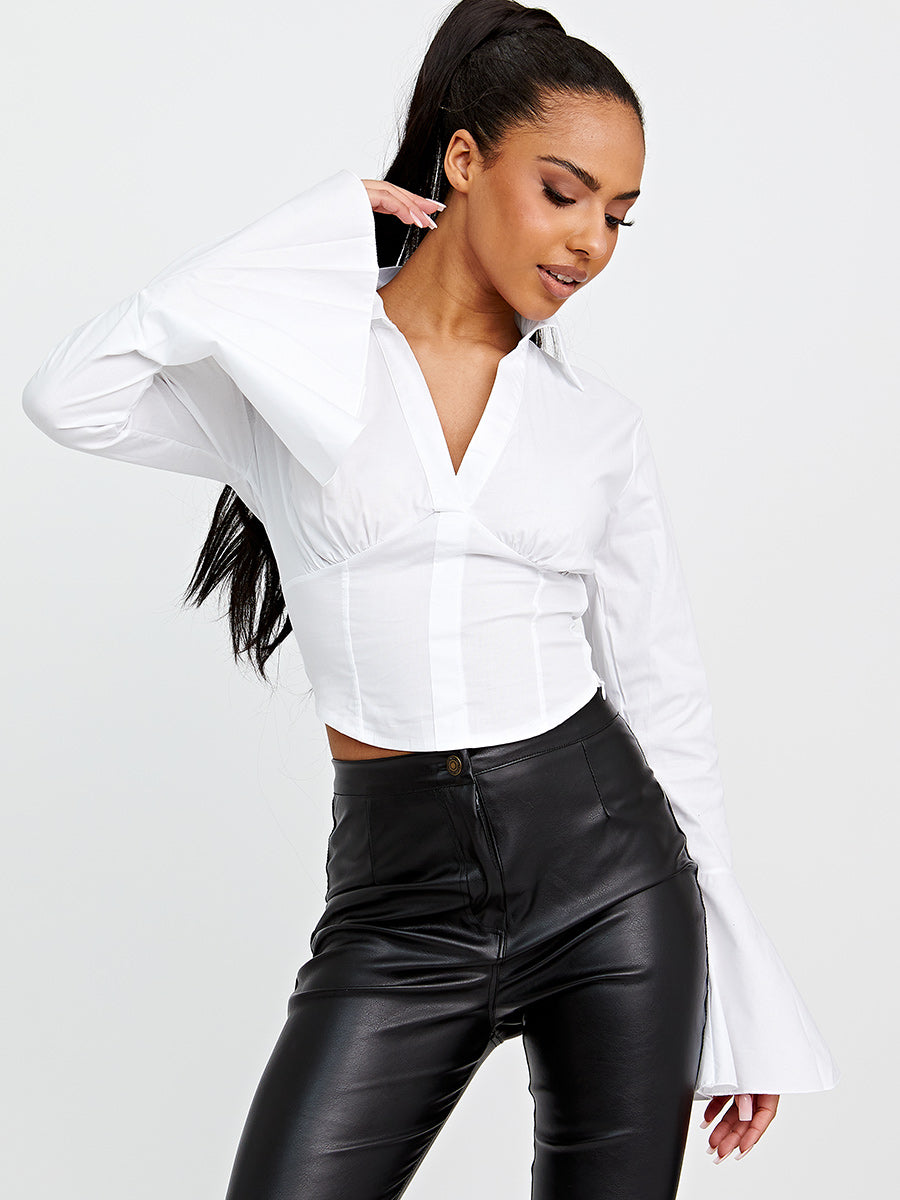 Corset Style Top With Bell Sleeves