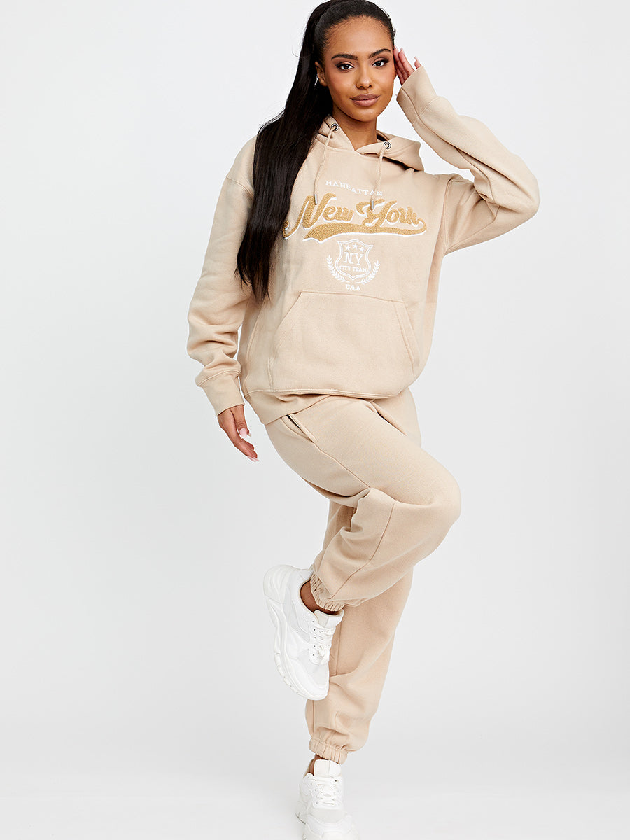 Towelling Embroidered New York Hooded Fleece Co-ord
