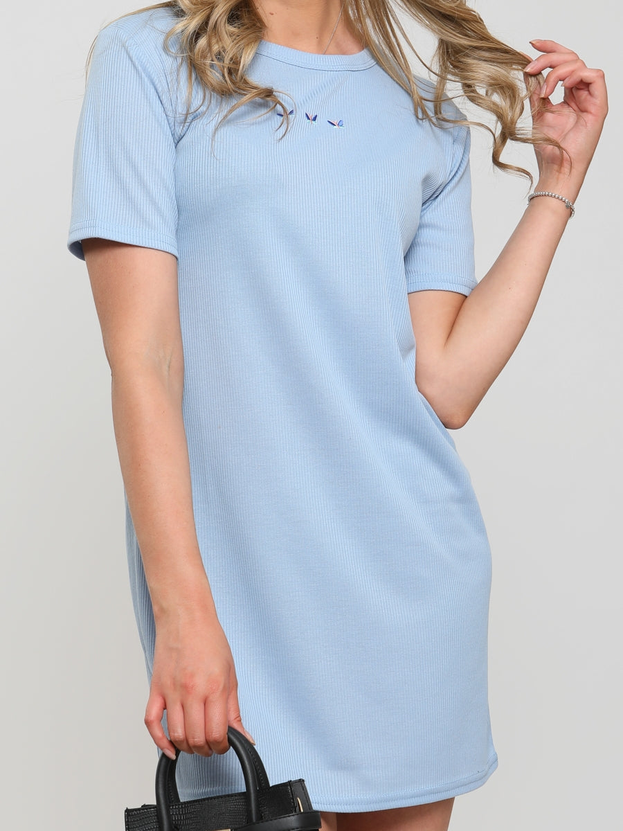 Embroidered Butterfly Rib Dress