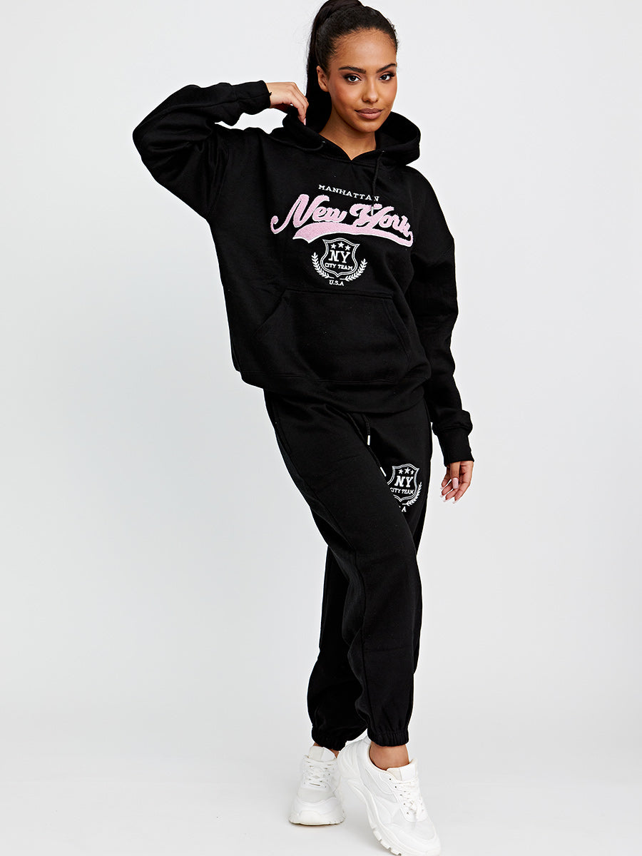 Towelling Embroidered New York Hooded Fleece Co-ord