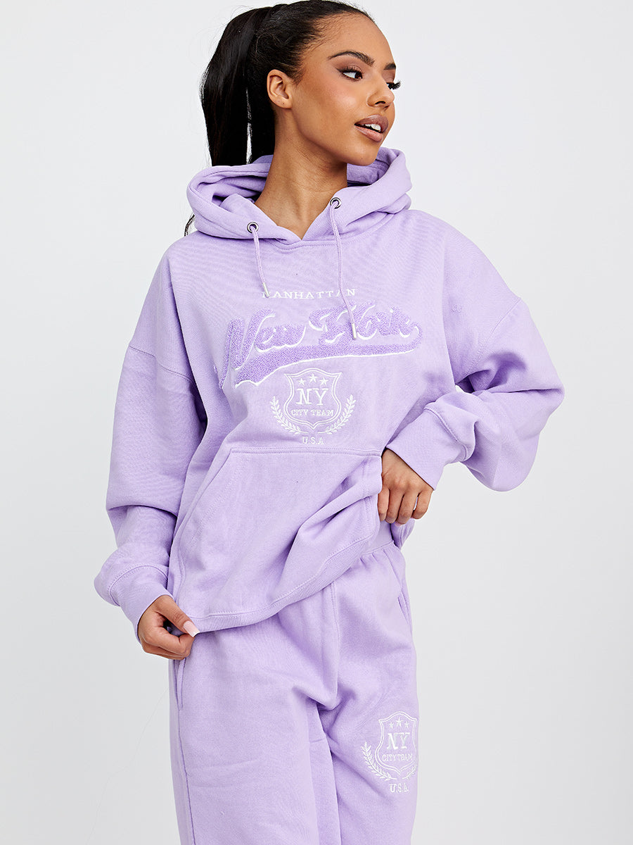 Towelling Embroidered New York Hooded Fleece Co-ord