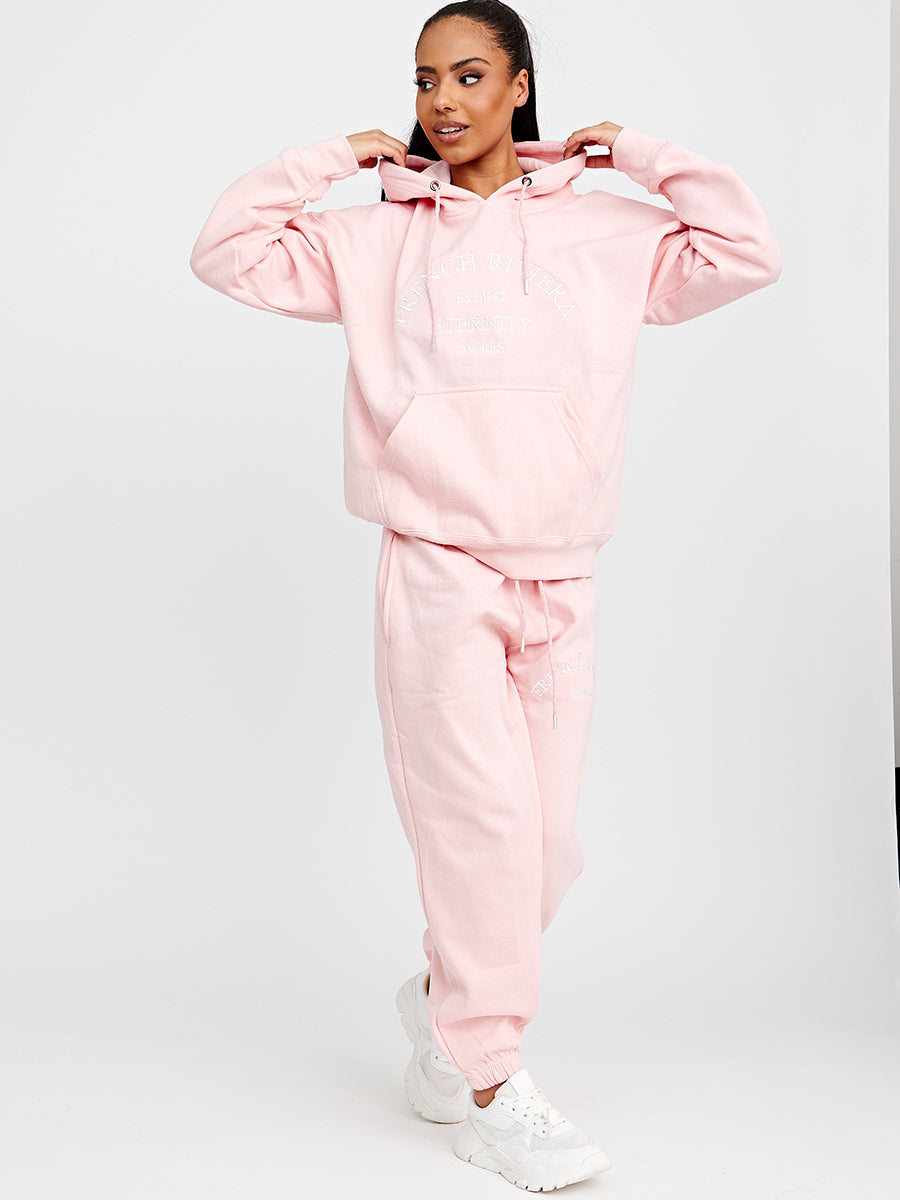 Embroidered French Riviera Hooded Fleece Co-ord