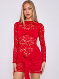 Lace Mini Dress With Drape Detail