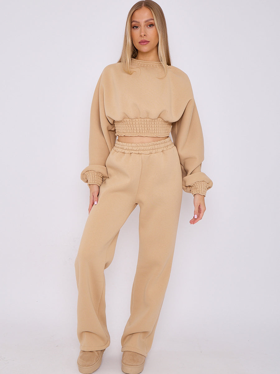 Long Sleeve Crop Top & Wide Leg Trouser Fleece Co-ord