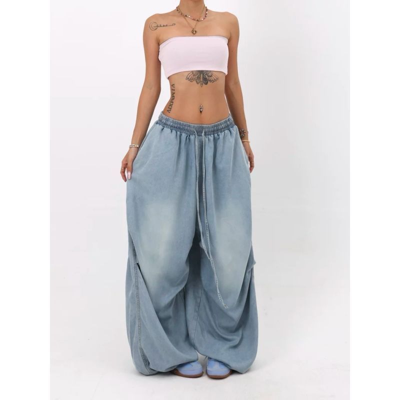 Retro High Street Wide Leg Loose Jeans