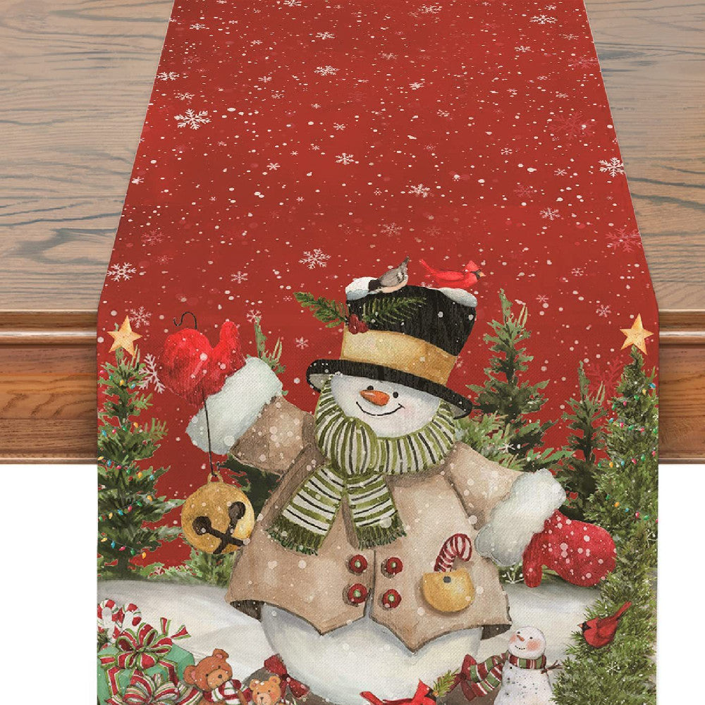 Christmas Table Flag Snowman Linen Mat