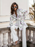 Fashion Commuter Lace Printing Long Sleeve Mid-length Women's Coat