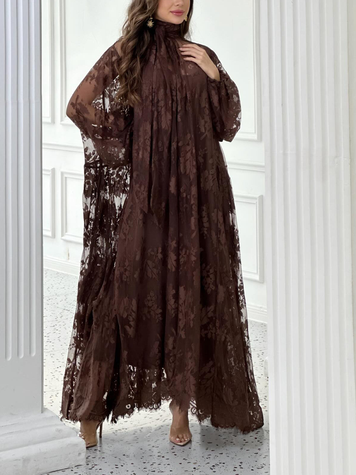 Lace Tie Double Layer Swing Dress