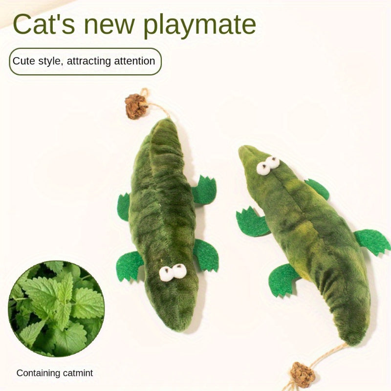 Plush Alligator Catnip Toy Durable Plant Based Cat Toy With A Peppermint Scent For Oral Cleansing And Stress Relief
