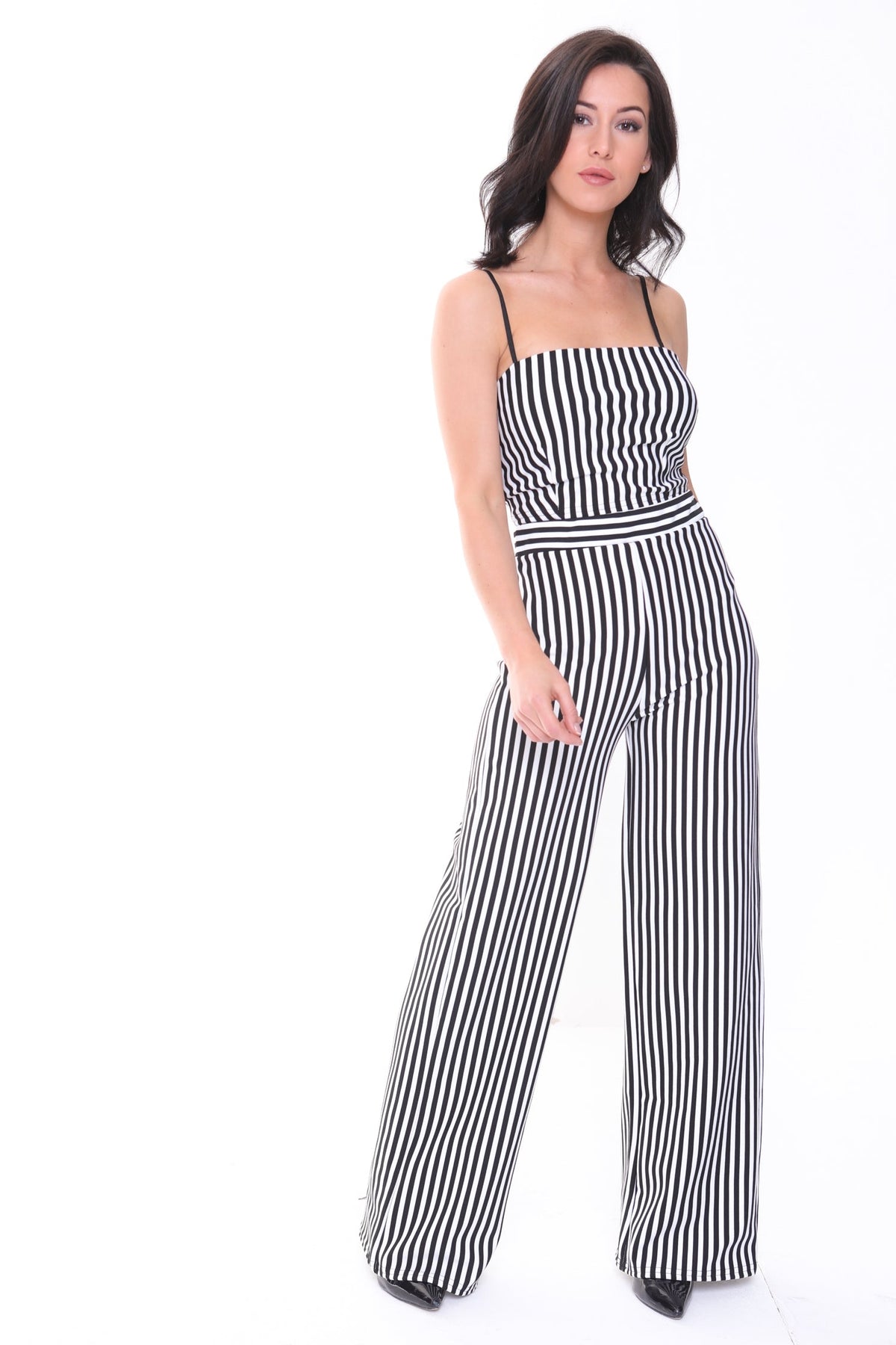 Black And White Stripe Crop Top And Trouser Co-ord