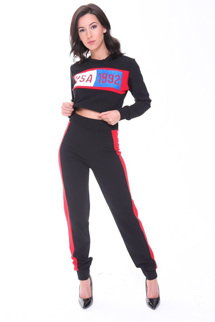 USA Crop Top And Trouser Loungewear