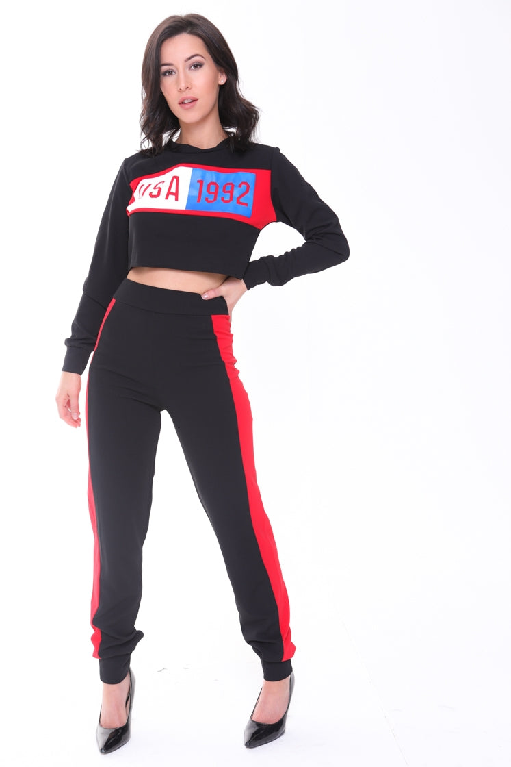USA Crop Top And Trouser Loungewear