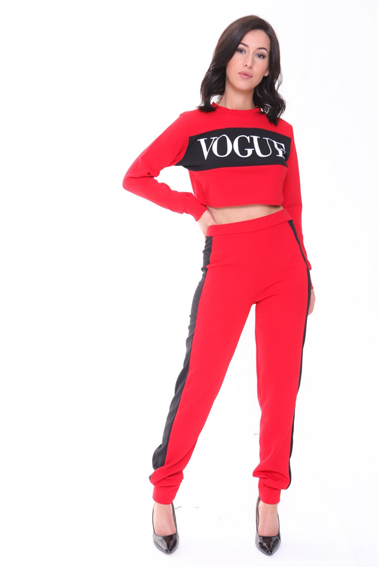 Vogue Crop Top And Trouser Loungewear