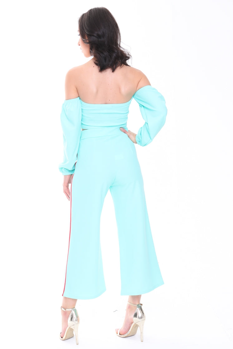 Side Stripe Crop Top And Trouser Co-ord