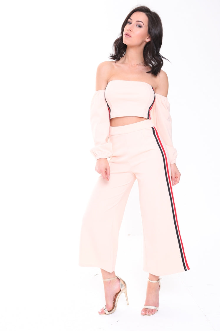 Side Stripe Crop Top And Trouser Co-ord
