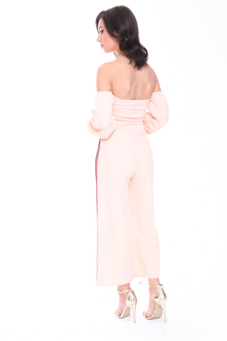 Side Stripe Crop Top And Trouser Co-ord
