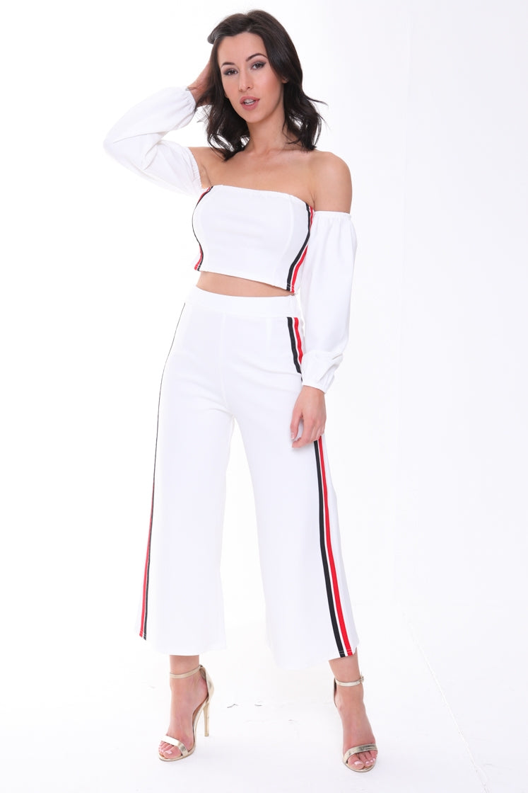 Side Stripe Crop Top And Trouser Co-ord