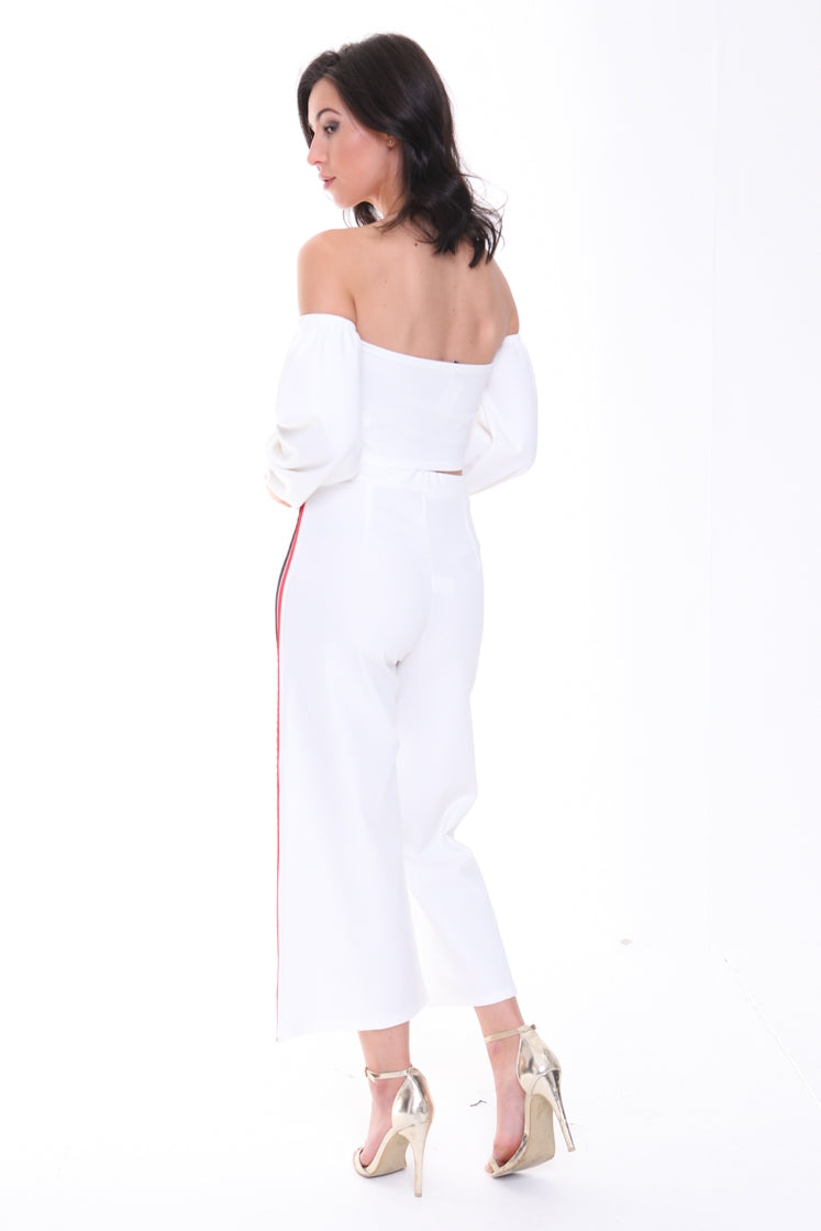Side Stripe Crop Top And Trouser Co-ord