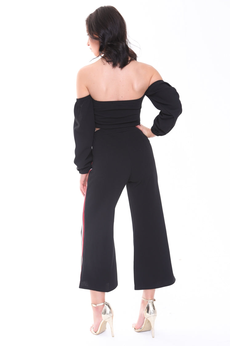 Side Stripe Crop Top And Trouser Co-ord