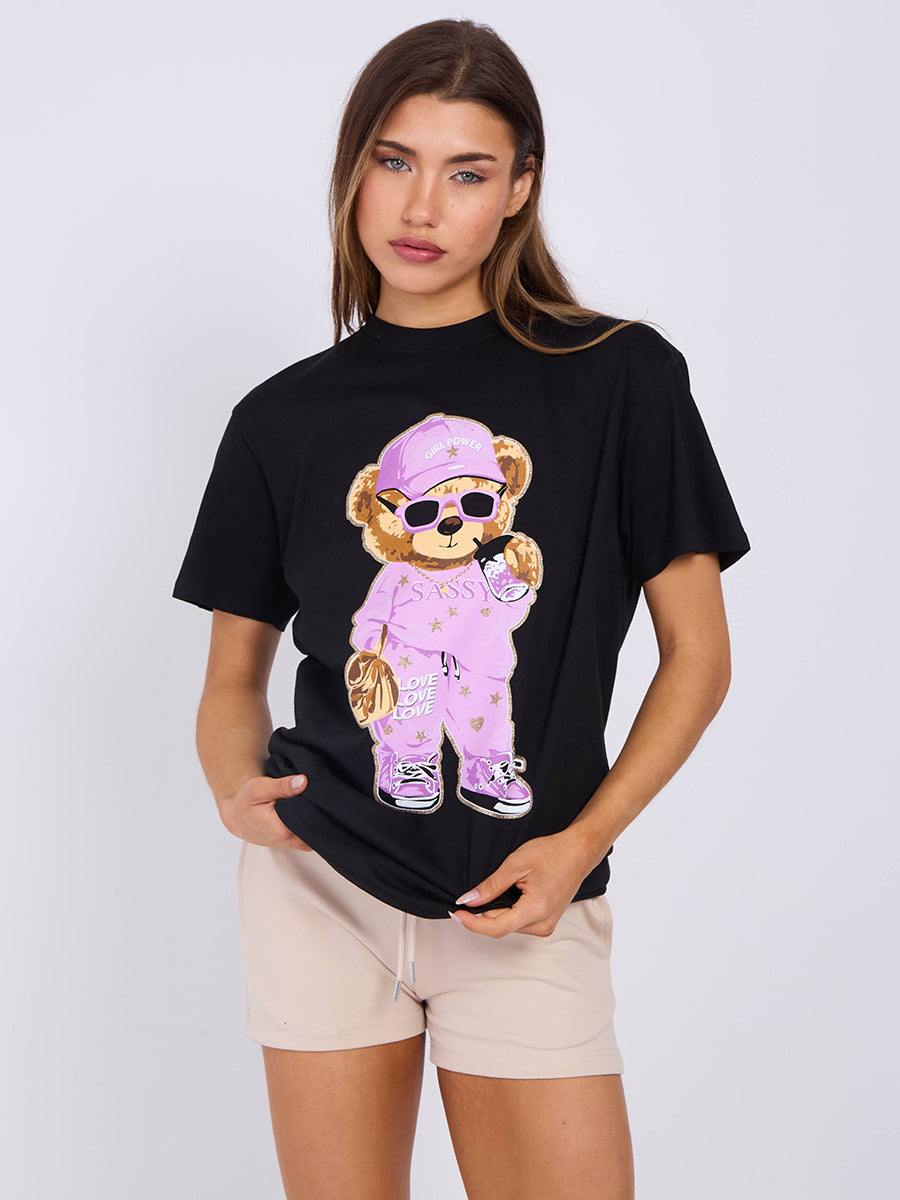 Sassy Print Teddy Graphic T-Shirt