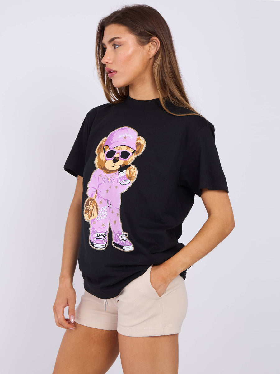Sassy Print Teddy Graphic T-Shirt
