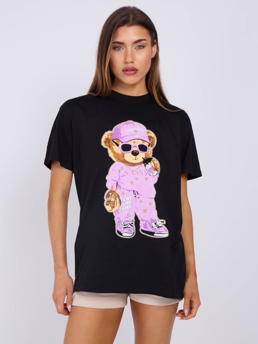 Sassy Print Teddy Graphic T-Shirt