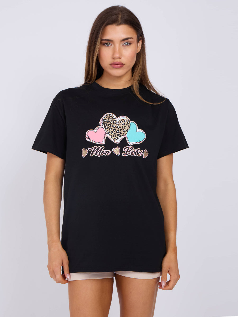 Mon Bébé Heart Graphic Printed T-Shirt