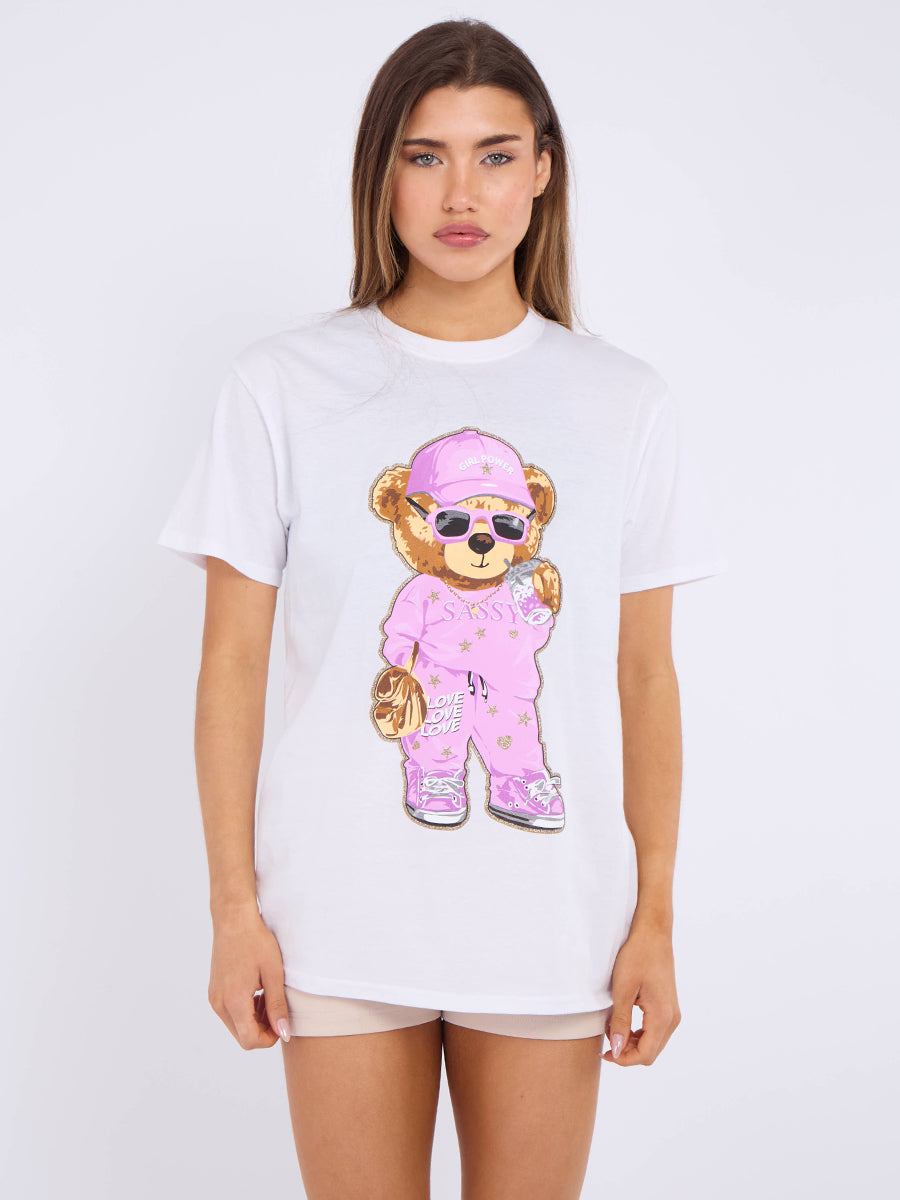 Sassy Print Teddy Graphic T-Shirt
