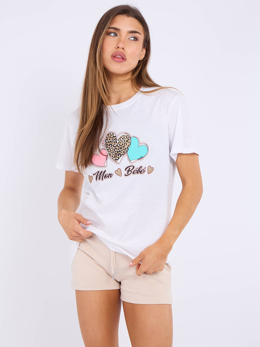 Mon Bébé Heart Graphic Printed T-Shirt