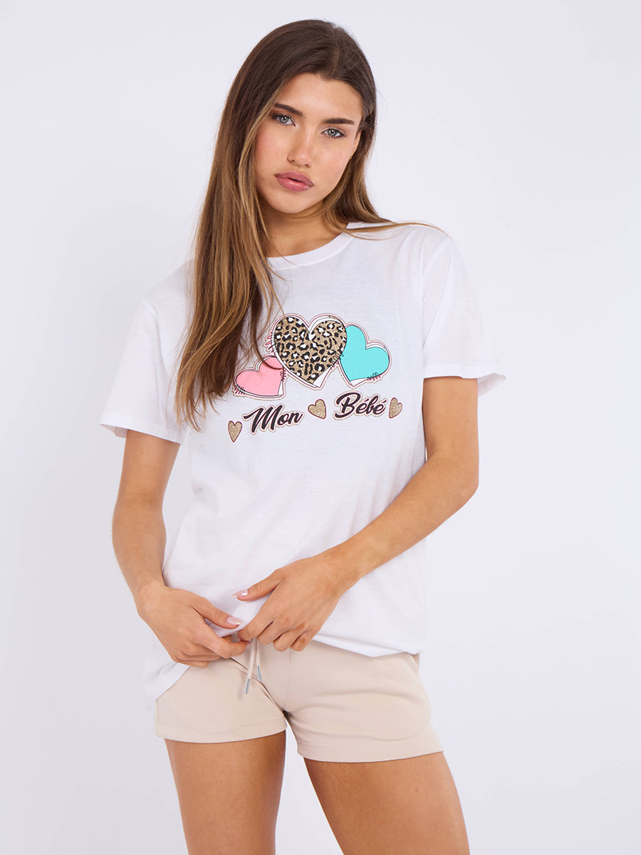 Mon Bébé Heart Graphic Printed T-Shirt