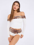 Off-Shoulder Leopard Print Top & Ruched Shorts Co-ord