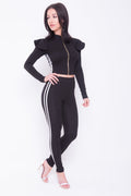 Side Stripe Frill Shoulder Loungewear