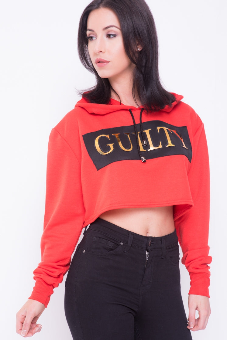 Oversized Guilty Cropped Hooded Jumper