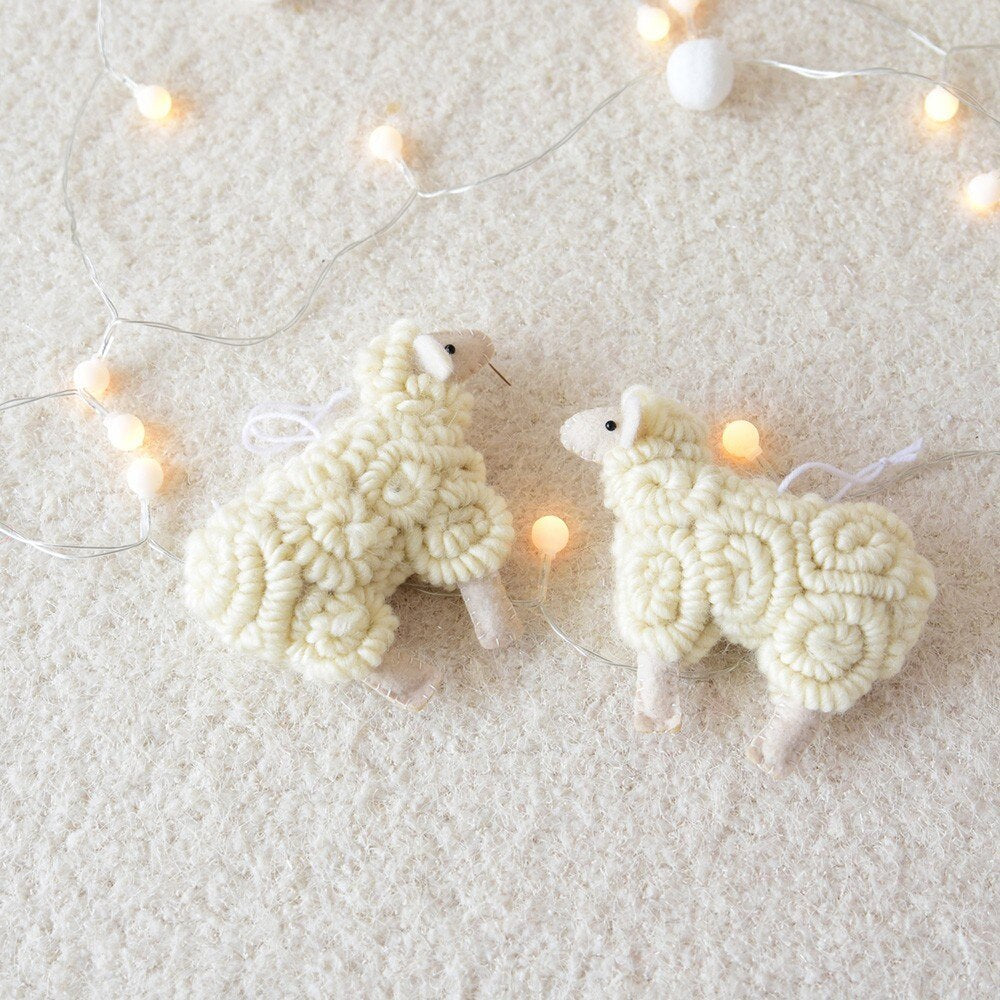 Wool felt little sheep Christmas pendant