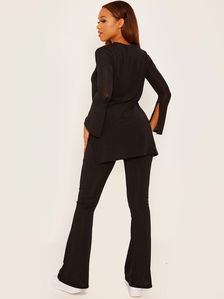 Split Side Ribbed Top and Trouser Co-ord