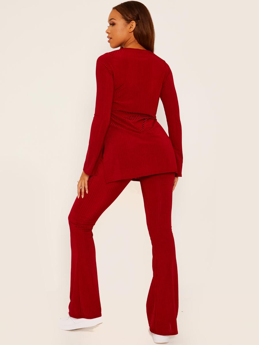 Split Side Ribbed Top and Trouser Co-ord