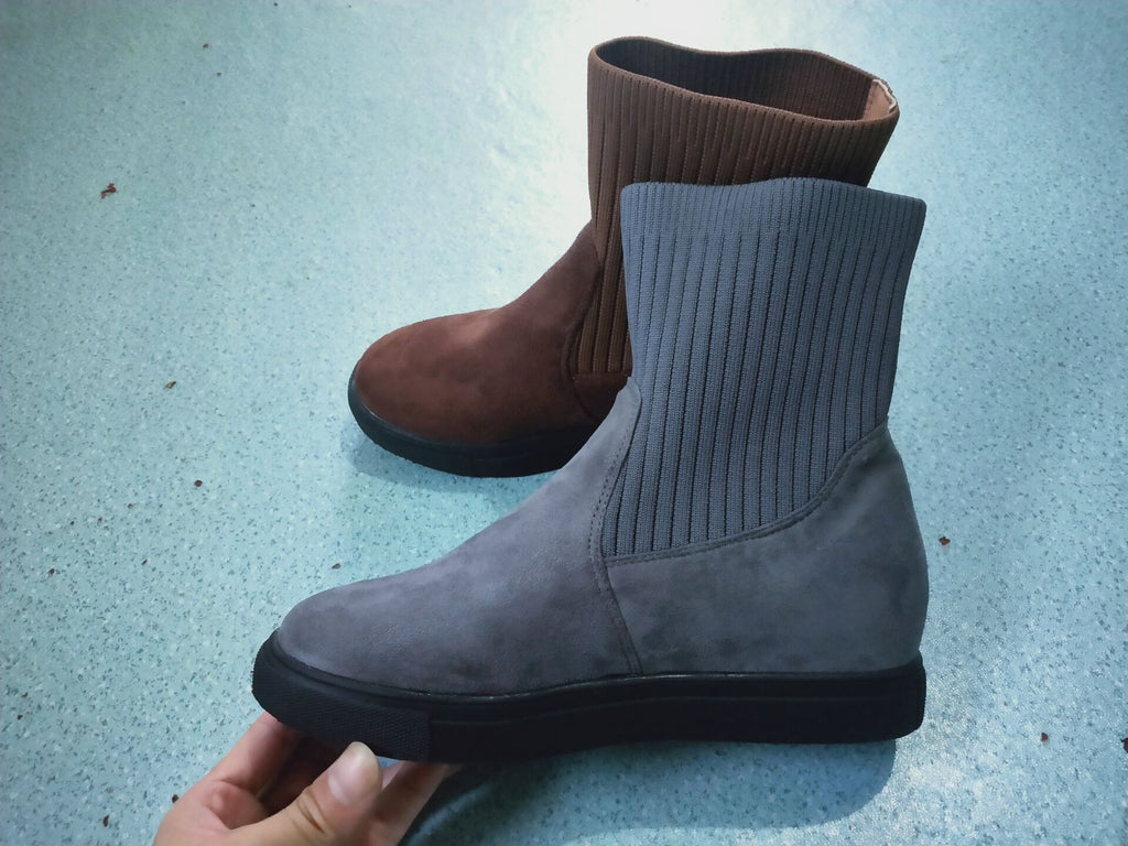 New style female student knitted wool tube Martin boots
