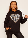 Paris Dogtooth Graphic Fleeced Hoodie