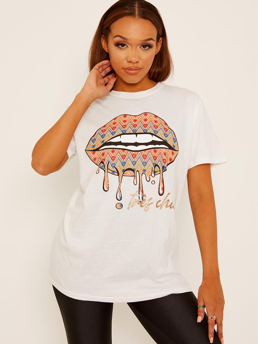 Chevron Lip Graphic Printed T-Shirt