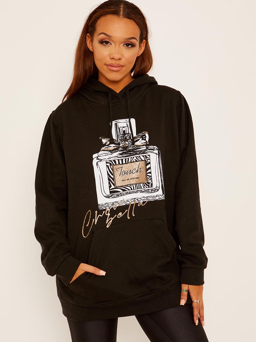 Perfume Graphic Fleeced Hoodie