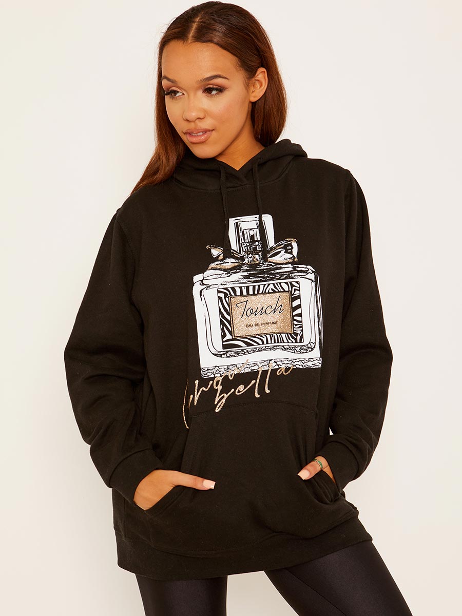 Perfume Graphic Fleeced Hoodie