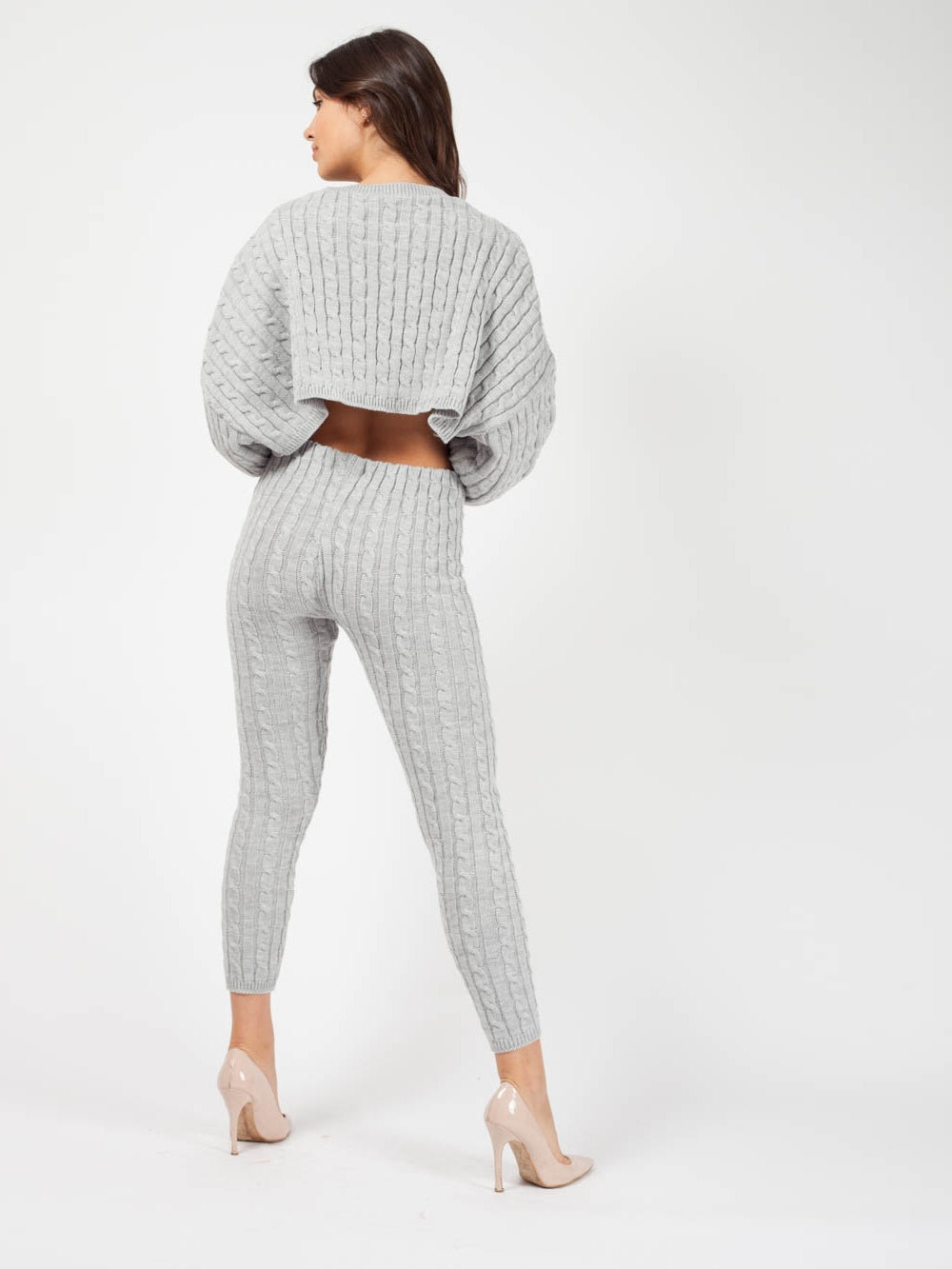 Oversized Cable Knit Crop Top & Trouser Co-ord