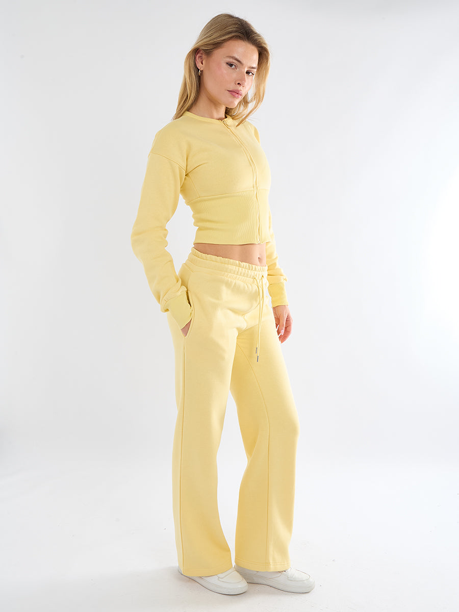 Cropped Zip Up Sweatshirt & Wide Leg Trouser Tracksuit