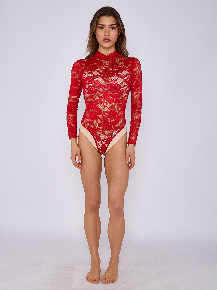 Lace Detail Long Sleeve Bodysuit